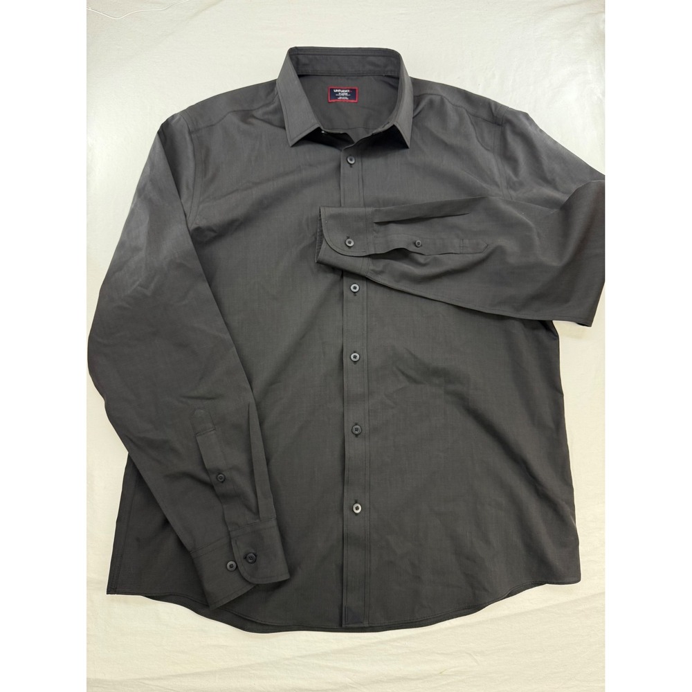 UNTUCKit Mens Stone-WF Black Wrinkle Free Slim Fit Button Down Shirt XL